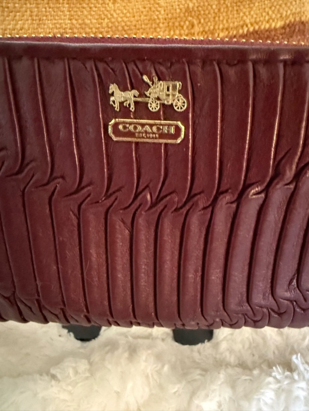 Coach Madison Gathered Leather Zip Around Wallet Burgundy Accordion VGUC - Picture 13 of 14